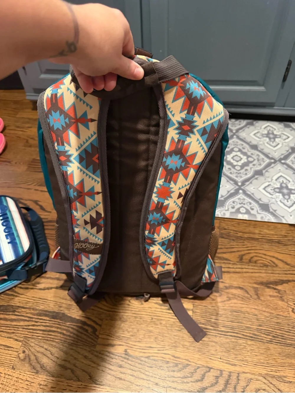 Hooey Teal Aztec Kids Backpack with Striped Lunchbox western